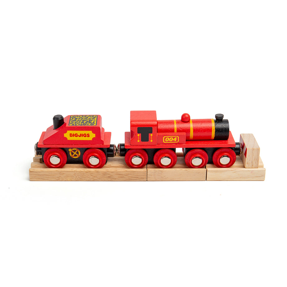 Big Red Engine Wooden Trains Bigjigs Toys