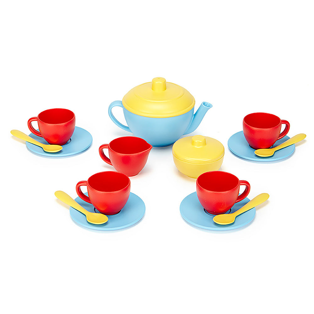 Green Toys Tea Set (Blue Teapot) | Eco Friendly Toys | Bigjigs Toys