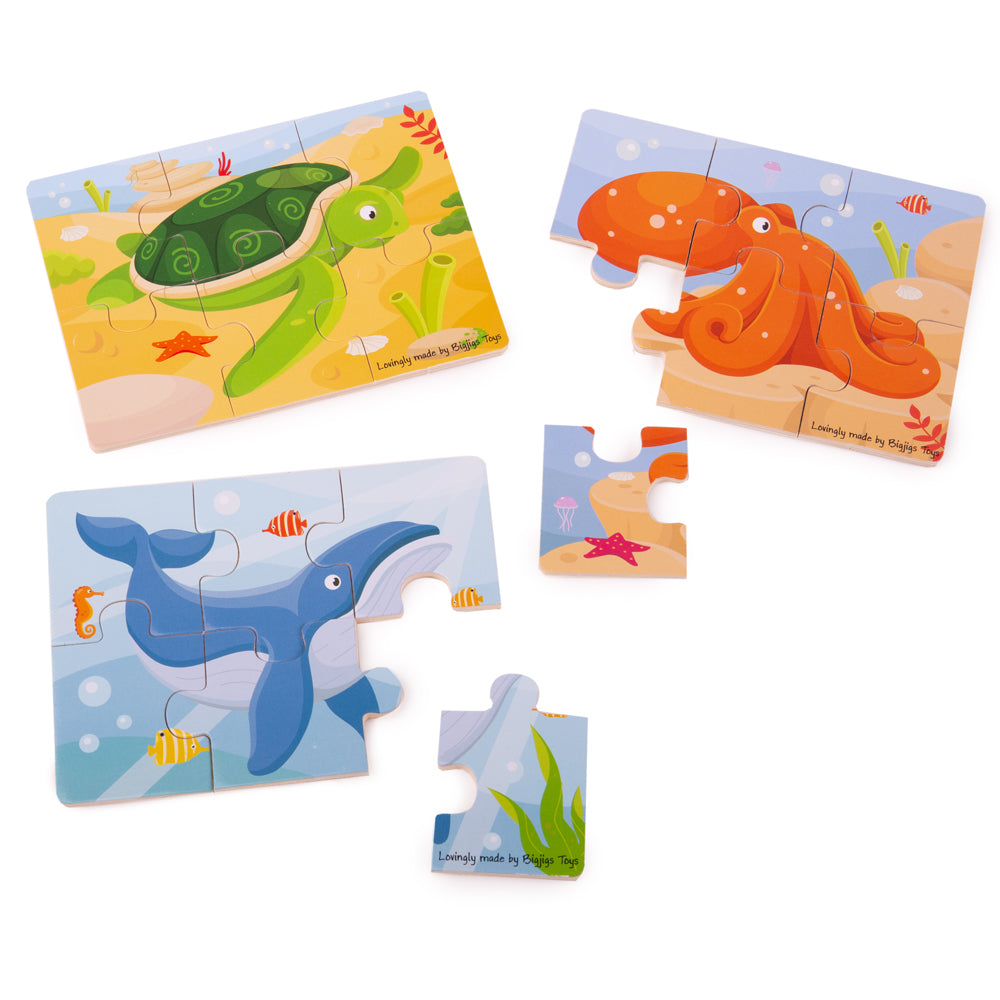 Sealife (6 Piece Puzzles) - 3 Puzzles | Puzzles | Bigjigs Toys