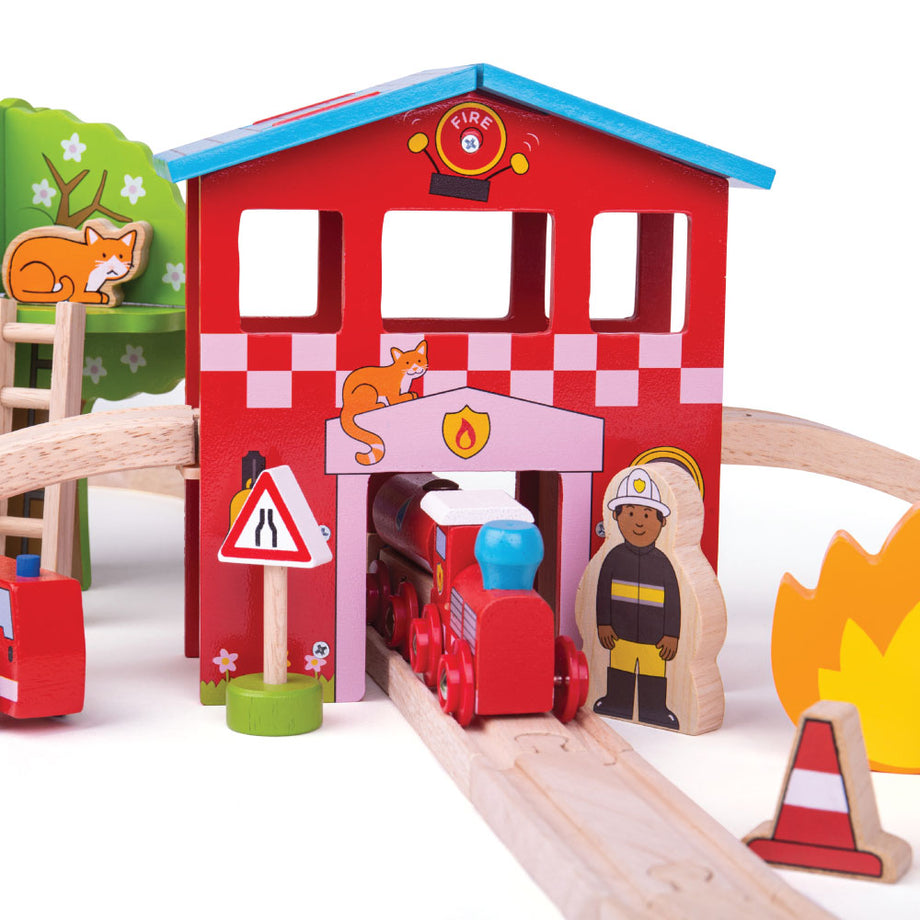Train en bois Secours Incendie - Bigjigs Rail - Jouets en bois
