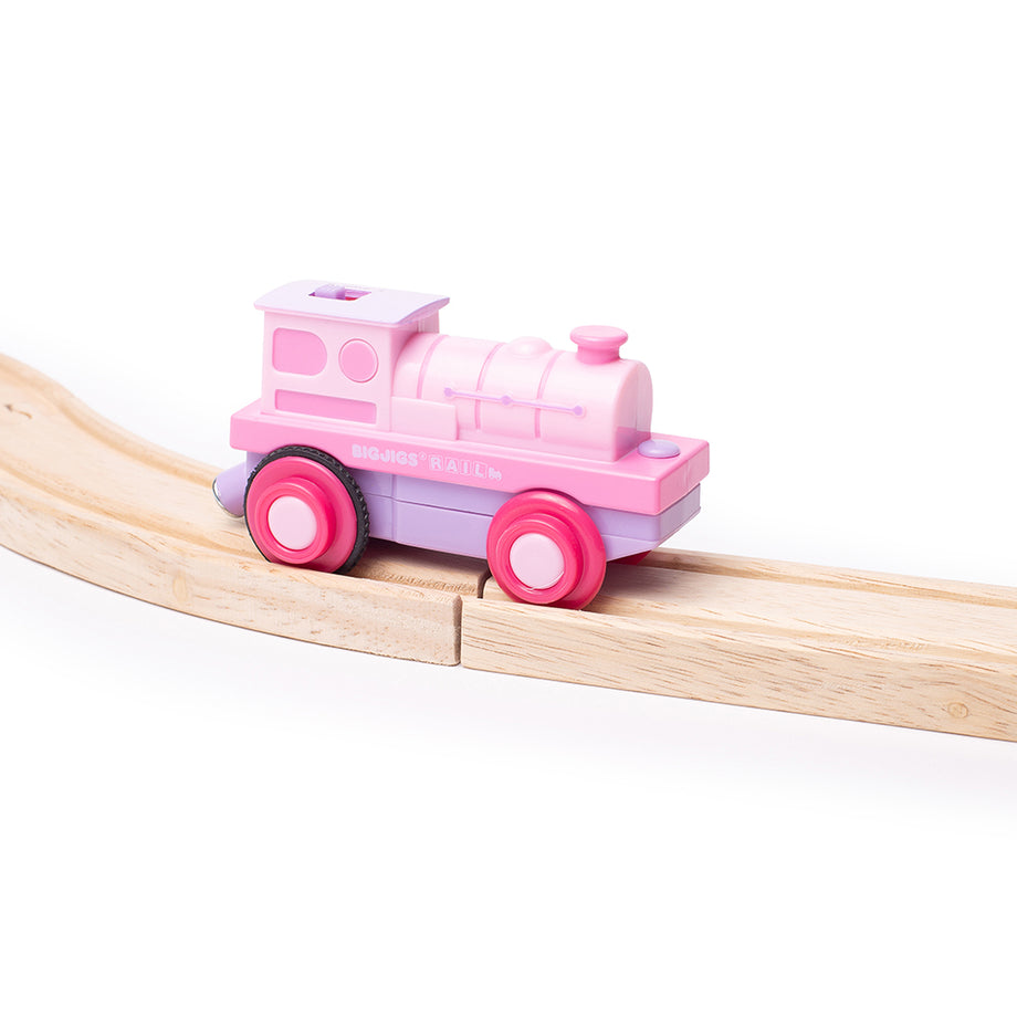 Pink Powerful Loco Battery Operated Engine Wooden Railway Bigjigs Toys