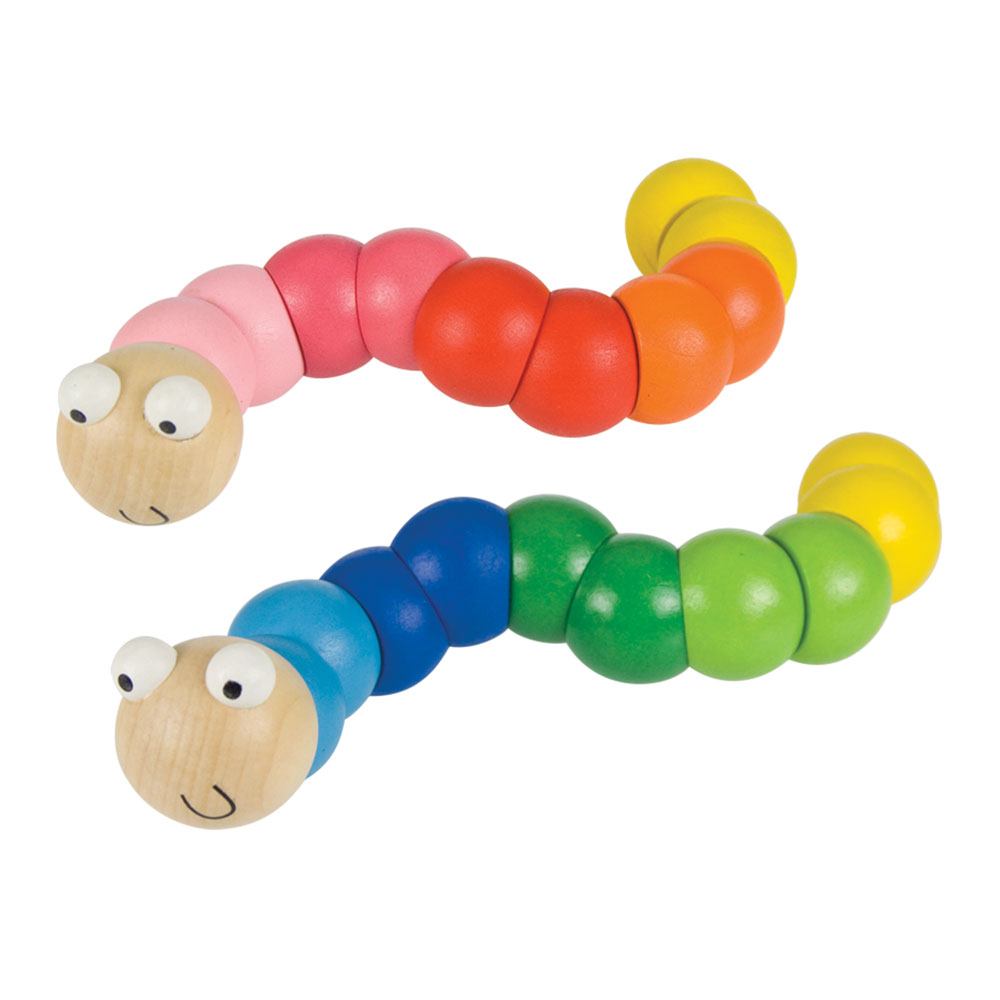 Bigjigs Toys Wooden Wiggly Worm (2 Pack) - Colourful Sensory Toy Worm,  Caterpillar Toy, Ideal Baby Fidget Toy for 1+ Years, Cheap Pocket Money  Toys