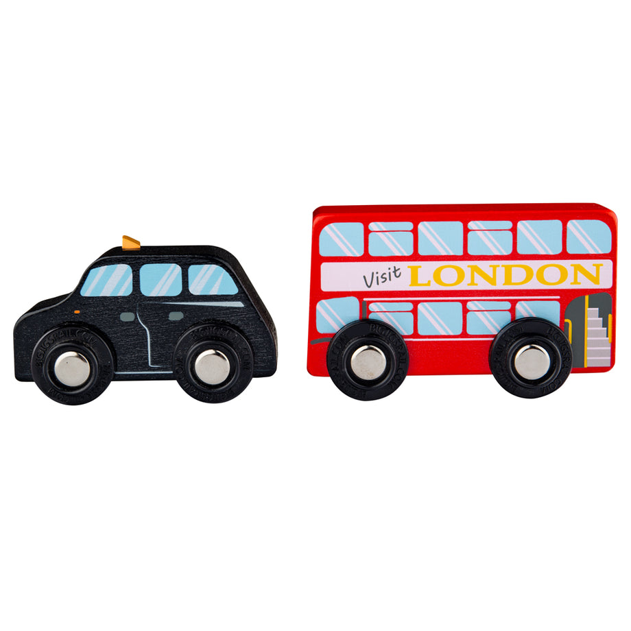 Red Bus and Black Cab | Vehicles | Bigjigs Toys